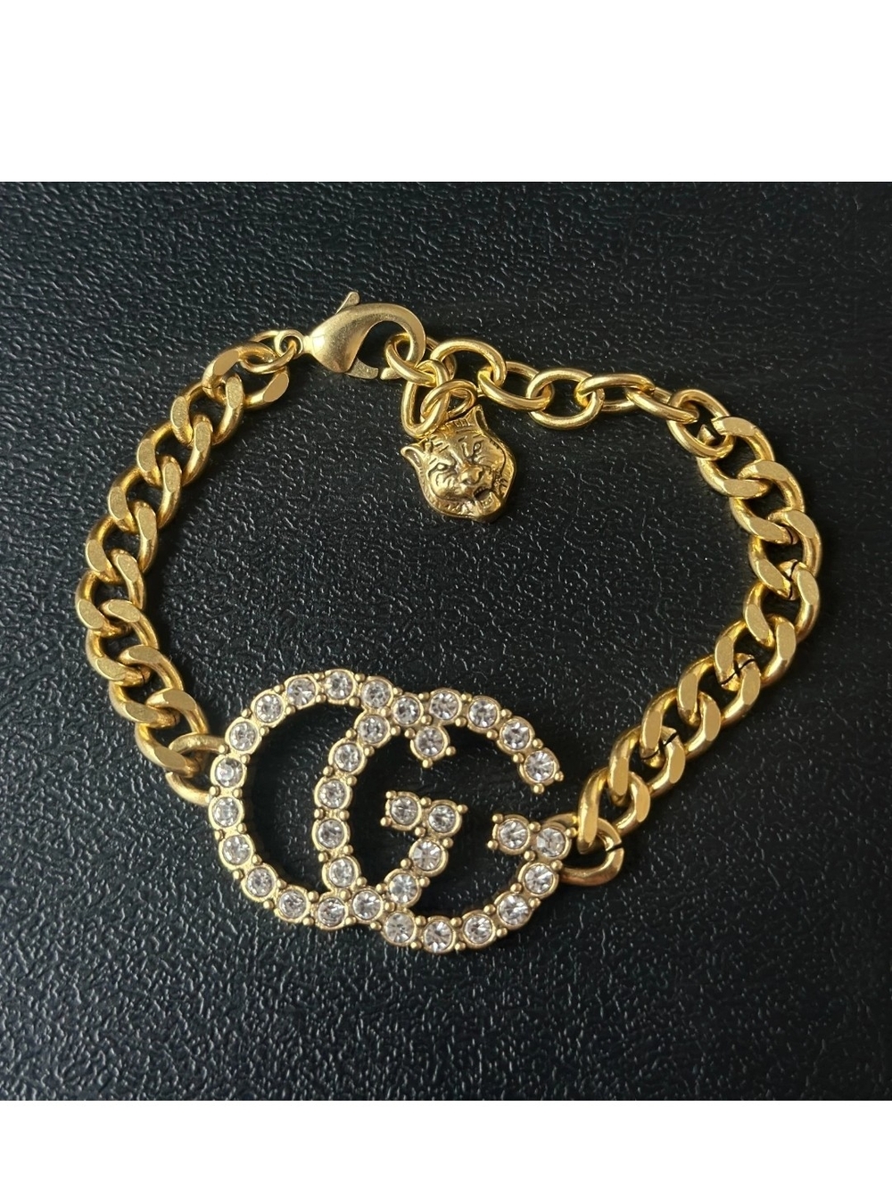 Gucci Gold Crystal Double-G Logo Bracelet
